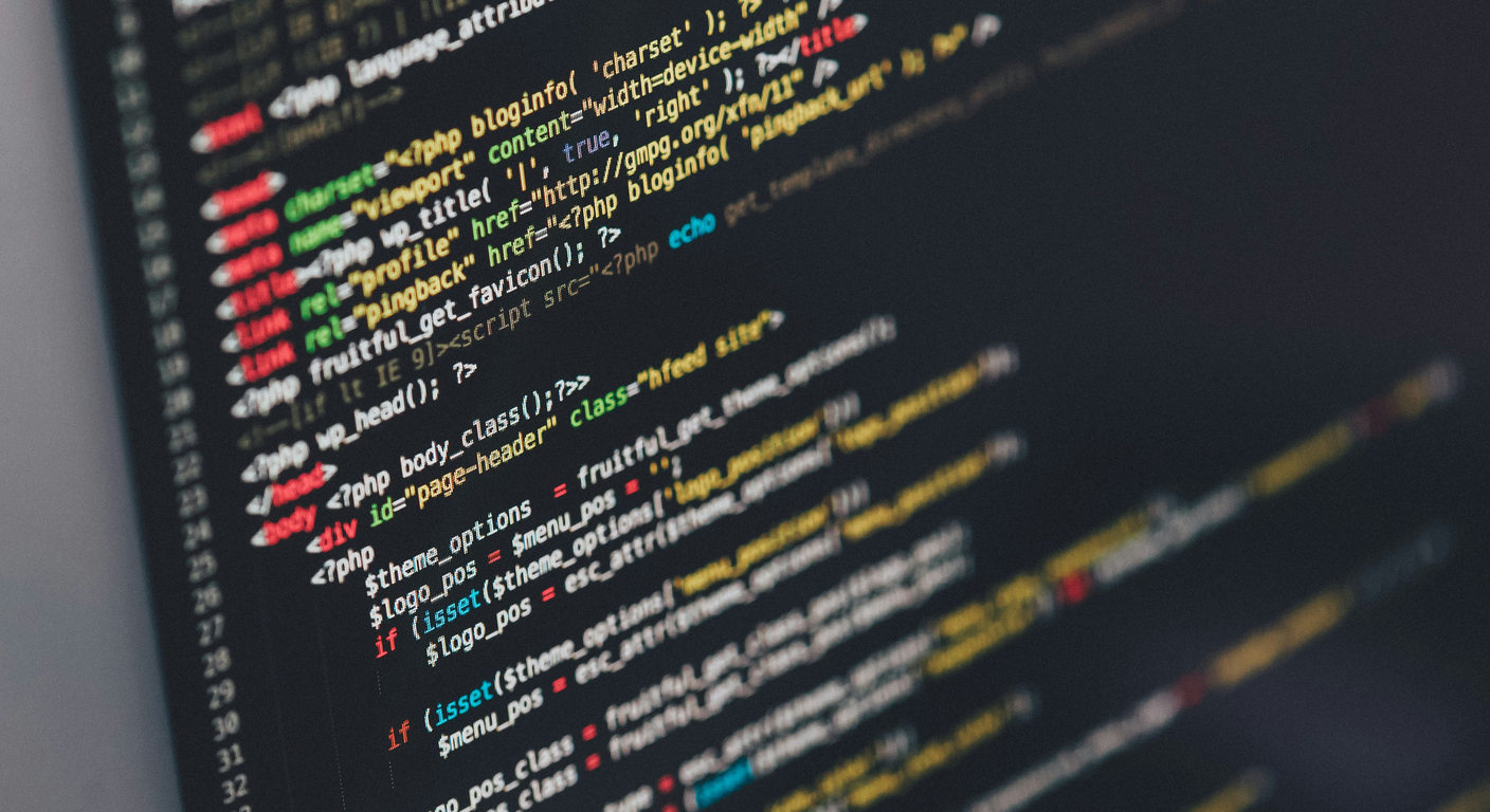 Close view of source code on a computer monitor.